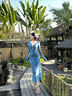 九寸陽(yáng)光藍色扎染長(cháng)袖連衣裙女夏季性感網(wǎng)紗長(cháng)裙熱辣妹顯身材包臀魚(yú)尾裙子 藍色 M 曬單實(shí)拍圖