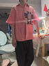 Svecymikov國(guó)際品牌男童夏季襯衫套裝2025新款兒童裝夏裝短袖薄款大童夏款 西瓜紅 夏涼透氣面料 170 cm 曬單實(shí)拍圖