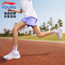 李寧（LI-NING）童裝兒童運動褲子女小大童速干反光logo訓(xùn)練無拘短褲150YKSV232-2 曬單實拍圖