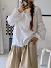 森馬（Semir）長袖襯衫女流蘇刺繡波西米亞風(fēng)2025秋白色寬松袖襯衣10A525105001 曬單實(shí)拍圖