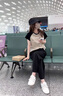 妃希瑤休閑褲女裝夏季2025新款韓版時(shí)尚百搭甜美氣質(zhì)顯瘦兩件套闊腿褲子 黑卡上衣+黑色褲子 M 曬單實(shí)拍圖