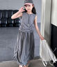 G.DUCKKIDS2025新款夏季韓版無(wú)袖連衣裙女童時(shí)尚百搭灰色長(cháng)裙休閑出游 灰色 130 cm 曬單實(shí)拍圖