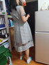 拙拙豬童裝女童格子裙子兒童小女孩時(shí)髦洋氣連衣裙夏裝長(zhǎng)裙過(guò)膝夏天衣服 灰藍(lán)色 170 曬單實(shí)拍圖