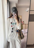 槿城韓系穿搭超好看卡通防曬長袖T恤女夏季外搭寬松露肩薄紗罩衫上衣 白色 T8801 L 【建議105-115斤】 曬單實(shí)拍圖