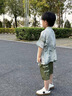 G.duck小黃鴨男童套裝夏裝漢服兒童短袖套裝夏季唐裝古裝男孩中國風(fēng)薄款 綠色 140 建議130-140cm9-10歲cm 曬單實(shí)拍圖