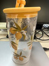 OUSBO玻璃水杯女生高顏值吸管杯辦公室大容量夏季耐高溫帶把手喝水杯子 仲夏黃.檸檬 750ml 曬單實(shí)拍圖