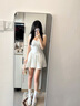 禾戀淑裙子法式連衣裙女夏季2025新款純欲吊帶裙小個子短裙氣質(zhì)高級感 蕾絲拼接方領(lǐng)連衣裙【白色】 M （建議90-110斤） 曬單實拍圖