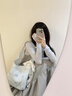 強霸韓系藍色蝴蝶結布包女2025新款大容量單肩托特包通勤腋下包 藍色 曬單實(shí)拍圖