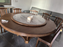 毅展新中式實(shí)木餐桌椅組合家用餐廳酒店10/14 人帶巖板轉(zhuǎn)盤吃飯大圓桌 胡桃色 1.8米 +12椅（送轉(zhuǎn)盤） 曬單實(shí)拍圖