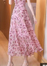 法式時(shí)尚碎花連衣裙2025新款夏季氣質(zhì)修身顯瘦長(cháng)裙洋氣百搭碎花裙 粉色 5XL 建議150-165斤 曬單實(shí)拍圖