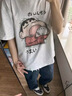 燦圖美式潮牌重磅蠟筆小新短袖t恤男夏季寬松半截袖情侶打底衫上衣服 白色 XL 【建議120-140斤】 曬單實(shí)拍圖
