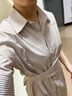 JZDZ韓式系帶短袖襯衫裙子女2025夏季新款翻領(lǐng)條紋收腰氣質(zhì)長裙連衣裙 條紋裙 M 建議110-125斤 曬單實(shí)拍圖