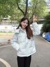 雅鹿短款羽絨服女2025秋冬新款休閑外套連帽可拆石墨烯保暖時尚 冰河藍 S 建議90-105斤 曬單實拍圖