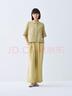 無(wú)印良品（MUJI）女式 棉漢麻短袖襯衫 女士襯衣內(nèi)搭上衣 25年夏季女裝 BCD90C5S 黃色 M (160/84A) 曬單實(shí)拍圖
