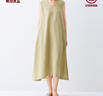 無(wú)印良品（MUJI）女式 棉 漢麻 無(wú)袖連衣裙女裝裙子夏季 連身裙長(zhǎng)裙 BCD91C5S 黃色 M （160/84A） 曬單實(shí)拍圖