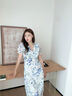 SUSTYLE國際高端品牌女裝碎花連衣裙夏季新款顯瘦泡泡袖收腰氣質(zhì)雪紡裙女 白底藍花 【高檔禮盒裝】 M 【高檔禮盒裝】 曬單實(shí)拍圖
