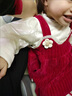 G.DUCKKIDS小黃鴨女童套裝春秋款連衣裙周歲女寶寶公主裙禮服兒童秋冬兩件套 紅色春秋套裝（花朵款夾子） 90 尺碼1~2歲【 80-90cm】 曬單實拍圖