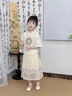 迪士尼（Disney）女大童國風馬面裙套裝夏季2025新款洋氣女孩夏裝漢服裙子兩件套 杏色【兩件套】 160 cm 曬單實拍圖