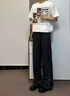 楠笙記新中式國風(fēng)潮休閑褲子男士春夏季薄款闊腿直筒刺繡西裝休閑冰絲褲 黑色 XL 曬單實拍圖
