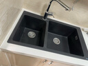 漢斯格雅（Hansgrohe）廚房水槽S510-F760臺上安裝305/435至尊黑石槽雙槽(含手動(dòng)下水) 曬單實(shí)拍圖