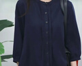 AIGLE艾高七分袖襯衫春夏款TENCEL天絲舒適吸濕內(nèi)搭上衣女士 海軍藍 BN421 40 (170/92A) 曬單實拍圖