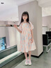 諾佳微淇女童連衣裙夏季2025新款兒童夏裝洋氣公主裙女孩夏款短袖棉布裙子 粉藍色 150 曬單實拍圖