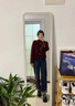 TKSY短款小香風(fēng)羽絨服女冬輕薄白鴨絨內(nèi)膽小個(gè)子羊毛外套紅色呢子大衣 酒紅色 S【體重88-95斤】 曬單實(shí)拍圖