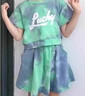 鳶草屋女童夏季運動(dòng)套裝2025新款兒童時(shí)尚印花短袖女孩扎染短裙褲兩件套 扎染T恤運動(dòng)套裝（綠色） 120 CM【清新潮流&舒適透氣】 曬單實(shí)拍圖