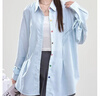 爾山集條紋襯衫女2025夏季oversize小眾寬松休閑襯衣上衣外套彩色紐扣 條紋襯衫 衣長75 曬單實(shí)拍圖