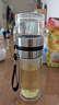 天喜（TIANXI）水杯玻璃杯茶杯茶水分離杯男士家用雙層玻璃泡茶杯商務(wù)辦公喝水杯車載杯一杯三用 380ml【帶茶隔+茶水分離+雙層防燙】鋼本色 曬單實(shí)拍圖