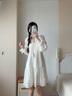 香影【云朵出逃】波西米亞杏白色連衣裙女2025秋新款萊賽爾天絲裙 杏色 S 55/80A/85-95斤 曬單實(shí)拍圖