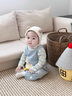 班喜迪嬰兒衣服套裝春裝洋氣嬰幼兒連體衣超萌寶寶外出服春秋背帶褲爬服 藍色 73cm 曬單實(shí)拍圖