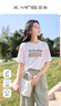 香影白色t恤女短袖2025夏裝新款慵懶風寬松字母卡通貓咪減齡上衣 白色 T恤 M 160/84A/95-110斤 曬單實拍圖