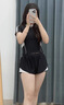 南木熊泳衣女士溫泉遮肉肚子游泳衣分體衣短袖防曬保守顯瘦專業(yè)泳裝外穿 黑色分體泳衣【75-120】 曬單實(shí)拍圖