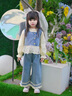 G.DUCKKIDS小黃鴨女童套裝春秋洋氣女孩衣服兒童服裝小童休閑可愛牛仔三件套 藍色 110 cm 曬單實拍圖