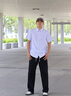 TOMMY JEANS【棉麻混紡】25新款夏季男裝休閑細(xì)條紋短袖襯衫外套20894 淺藍(lán)白條紋0A8 M 曬單實(shí)拍圖