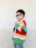 哈羅小黃鴨（G.DUCKKIDS）男童毛衣開衫外套春裝2025新款痞帥小童裝寶寶彩虹條紋春秋季衣服 毛衣開衫外套 90 cm 曬單實拍圖