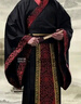 勤思路古裝男漢服俠客書(shū)生演出服畢業(yè)拍照班服古代唐裝舞臺影視劇服裝 黑色黃邊加前撘 身高180m 曬單實(shí)拍圖