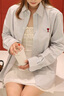 AMIPARIS【七夕禮物】男女同款紅色ADC襯衫 愛(ài)心棉質(zhì)條紋長(zhǎng)袖上衣 4503藍(lán)色/奶杏色 USH063.CO0087 S 曬單實(shí)拍圖