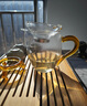 高茗日式公道杯玻璃茶具分茶器帶茶漏一體泡茶杯高端公杯茶海茶漏套裝 金色把公杯+茶漏400ml 曬單實(shí)拍圖