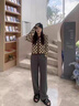 若盼愛(ài)心貼標抽繩束腳褲女2025春秋韓版寬松休閑運動(dòng)褲高腰直筒褲潮 深灰色 M 100-115斤 曬單實(shí)拍圖