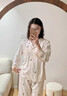 VENTION真絲睡衣女愛心春夏季三件套帶胸墊桑蠶絲家居服吊帶高級感禮盒裝 香檳色三件套【長袖+長褲】 XL 【建議120-130斤】 曬單實拍圖