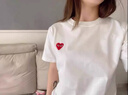 CdG Play川久保玲T恤純棉白色圓領(lǐng)女短袖愛心刺繡情侶寬松男黑色半袖 白色紅心 L 曬單實(shí)拍圖