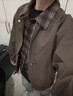 LEEREDPOI美式復(fù)古外套男夾克2025春秋季寬松潮流大碼工裝翻領(lǐng)假兩件上衣服 棕色 XL （120-140） 曬單實(shí)拍圖