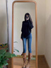 浪莎牛仔褲女春秋季高彈修身顯瘦打底鉛筆褲女高腰垂感直筒休閑褲子女 復(fù)古藍(lán) -春秋款 28 (建議101-120斤) 曬單實(shí)拍圖
