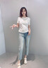 塔馳密司 TOUCH MISS輕奢品牌高腰牛仔褲女夏季薄款鉛筆褲柔軟棉 淺藍(lán)色 4XL32 均碼 曬單實(shí)拍圖