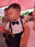 Auro Mesa新款夏季男童紳士短袖套裝男寶白襯衫背帶短褲周歲生日禮服 白色 薄款 100cm 曬單實拍圖