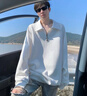 頂峰保羅（Dingfengbaoluo）半拉鏈上衣春季百搭休閑寬松純色長(cháng)袖翻領(lǐng)衛衣TID03白色L 曬單實(shí)拍圖