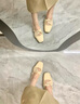獵吶單鞋女士2024年春秋夏季新款仙女溫柔軟底平底鞋子百搭休閑豆豆鞋 珍珠紗單鞋【杏色5】36 曬單實(shí)拍圖