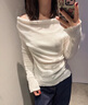 UR2025春季新款女裝魅力氛圍感修身露肩長袖針織衫UWG950022 本白 M 曬單實(shí)拍圖